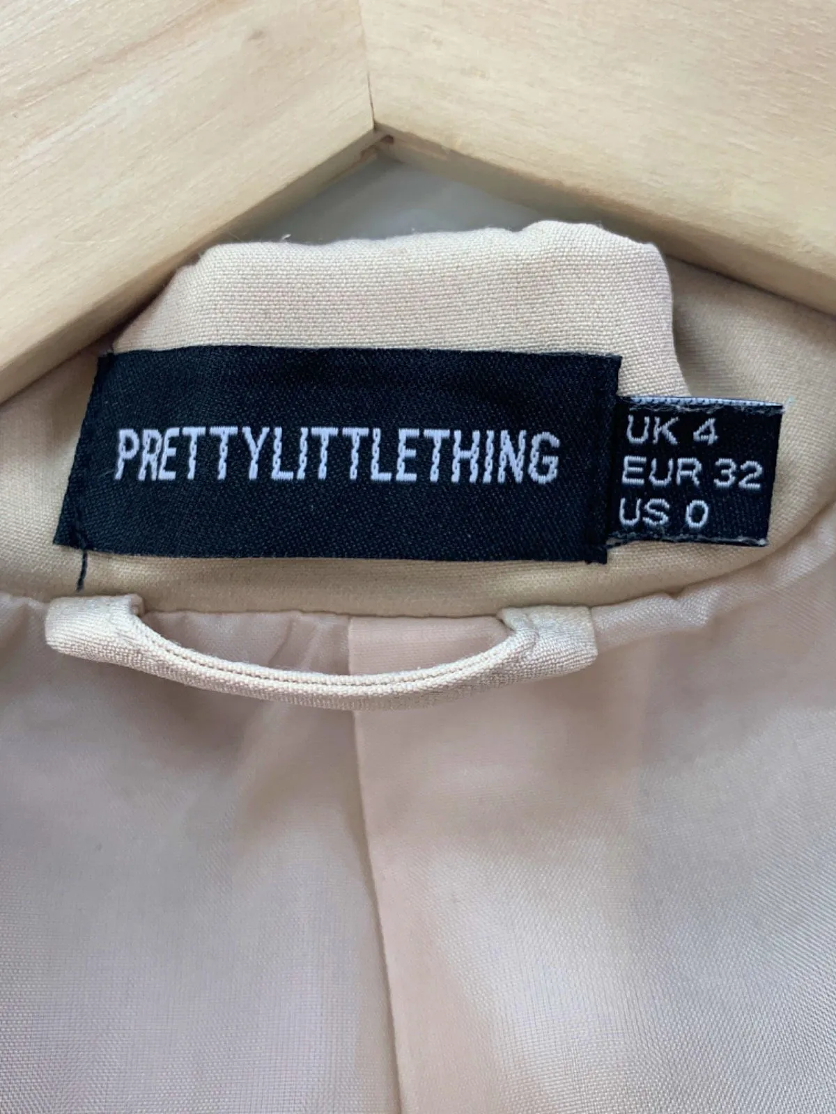 PrettyLittleThing Beige Tailored Blazer UK 4