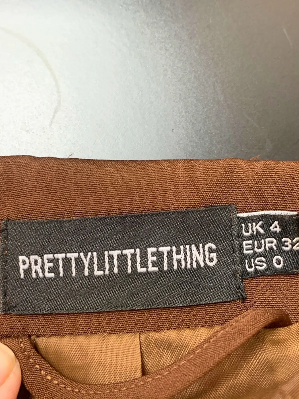 PrettyLittleThing Brown Double Breasted Cropped Blazer UK 4