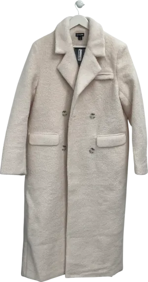 PrettyLittleThing White Double Breasted Structured Maxi Coat UK 10