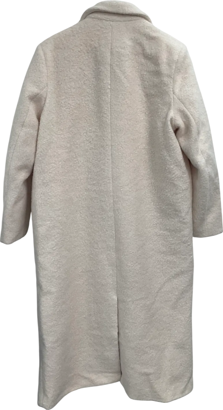 PrettyLittleThing White Double Breasted Structured Maxi Coat UK 10
