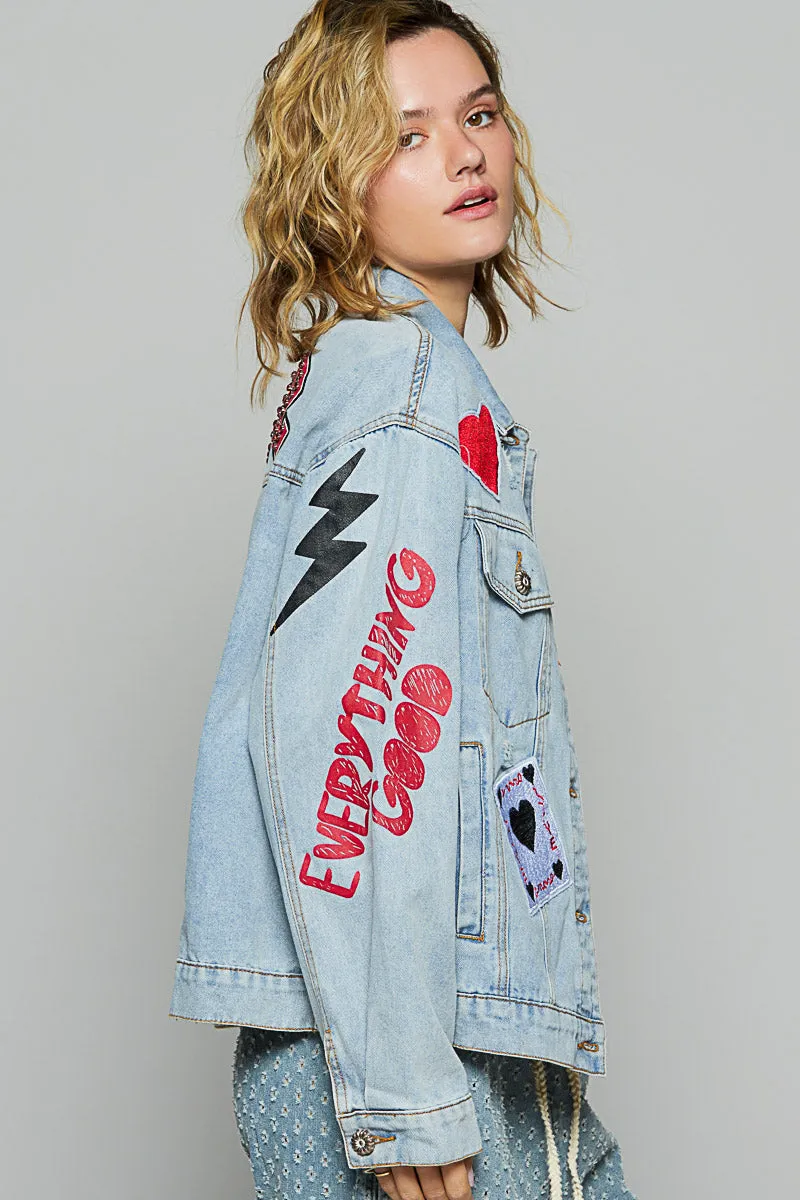 Queen of Hearts Denim Jacket by POL