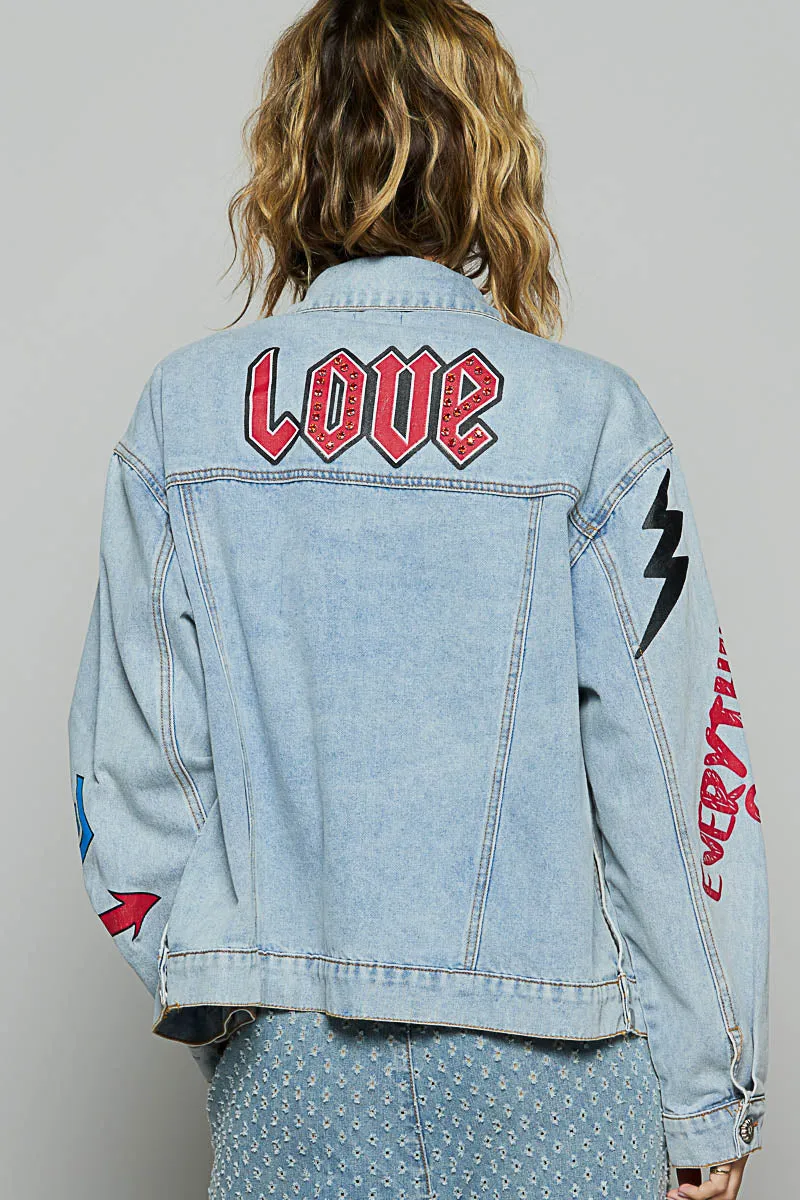 Queen of Hearts Denim Jacket by POL