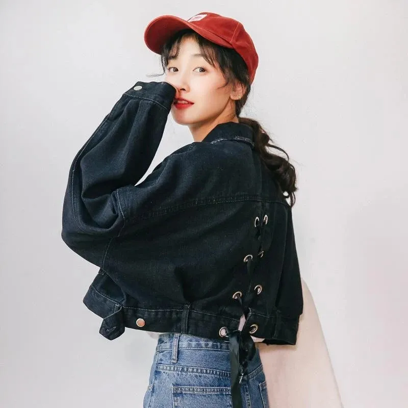"BACK TIE DENIM" JACKET N082102