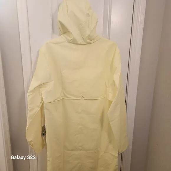 Rains Long Jacket Straw Yellow Raincoat Trench Coat. NWT. Size Various