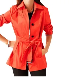 Red Orange Belted Trench Jacket Banana Republic