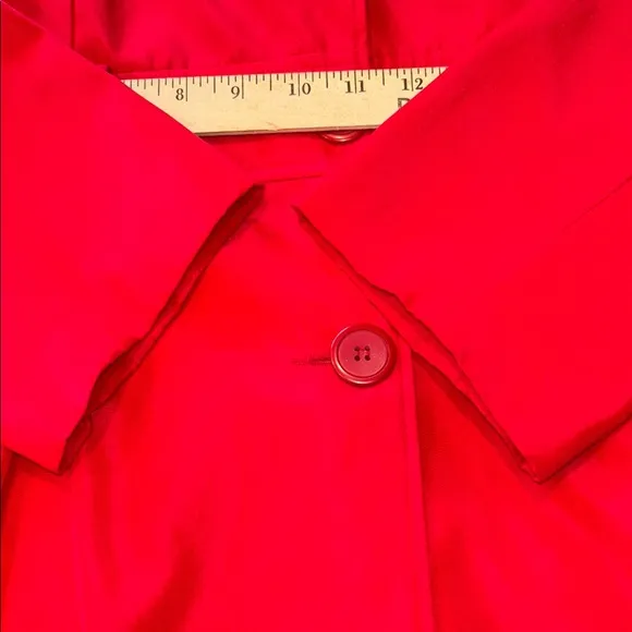 Red Trench Coat with Tailored Silhouette and removable hood Size 16