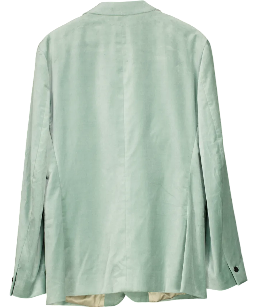 REISS Green Apsara Peak-lapel Single-breasted Stretch-velvet Blazer SZ 44 UK XXL