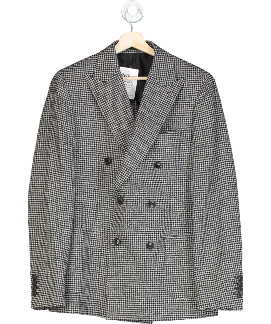 REISS Grey Grange Double-breasted Houndstooth Blazer UK 38" CHEST