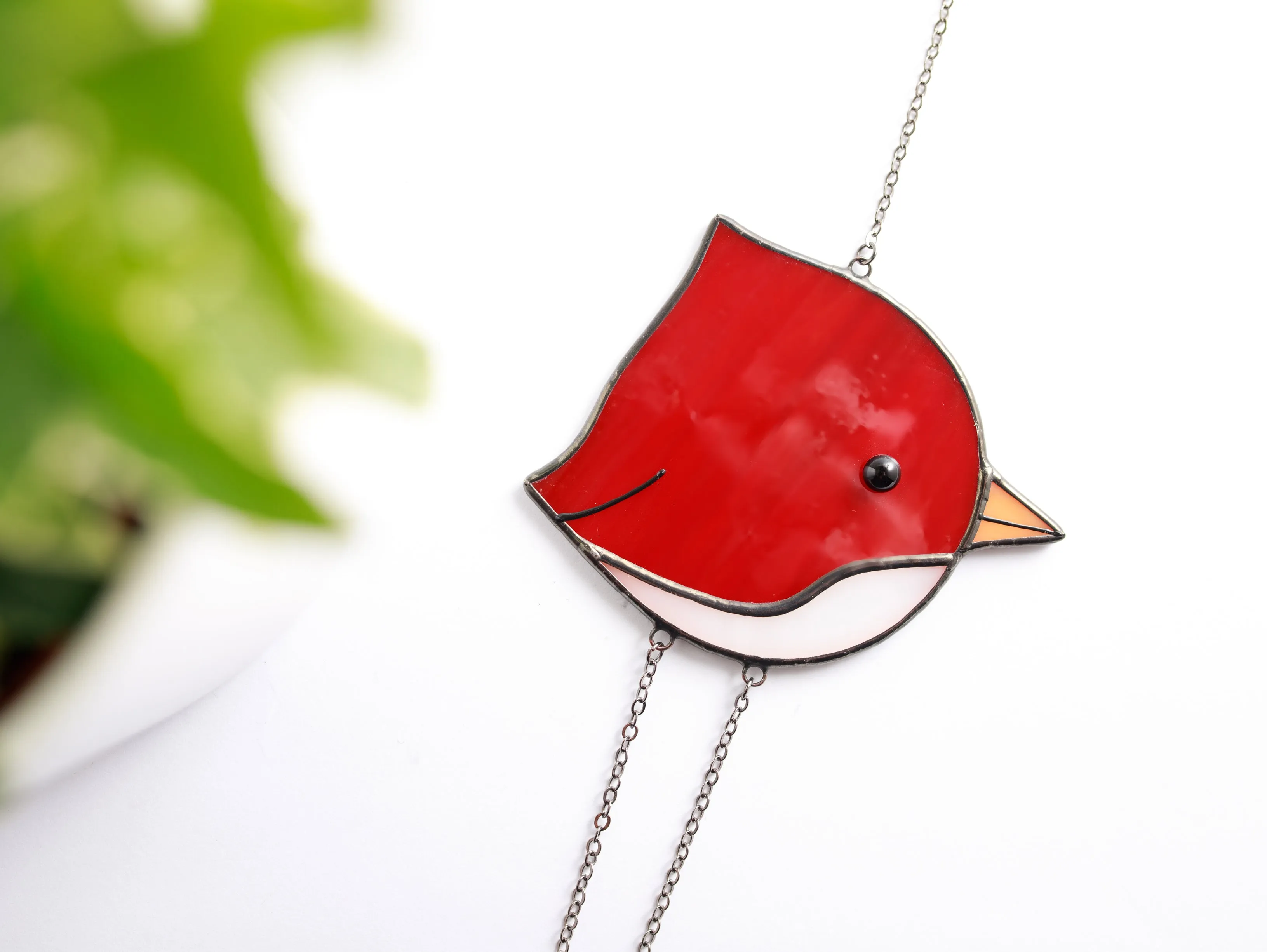 Round Bird Stained glass window hangings, Bird window decor