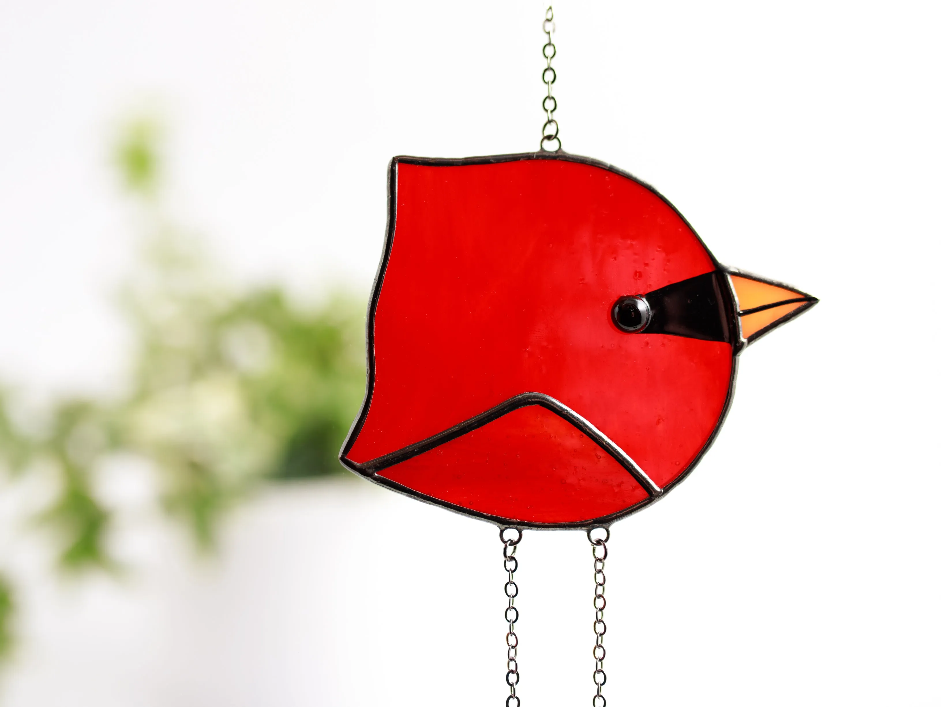 Round Bird Stained glass window hangings, Bird window decor