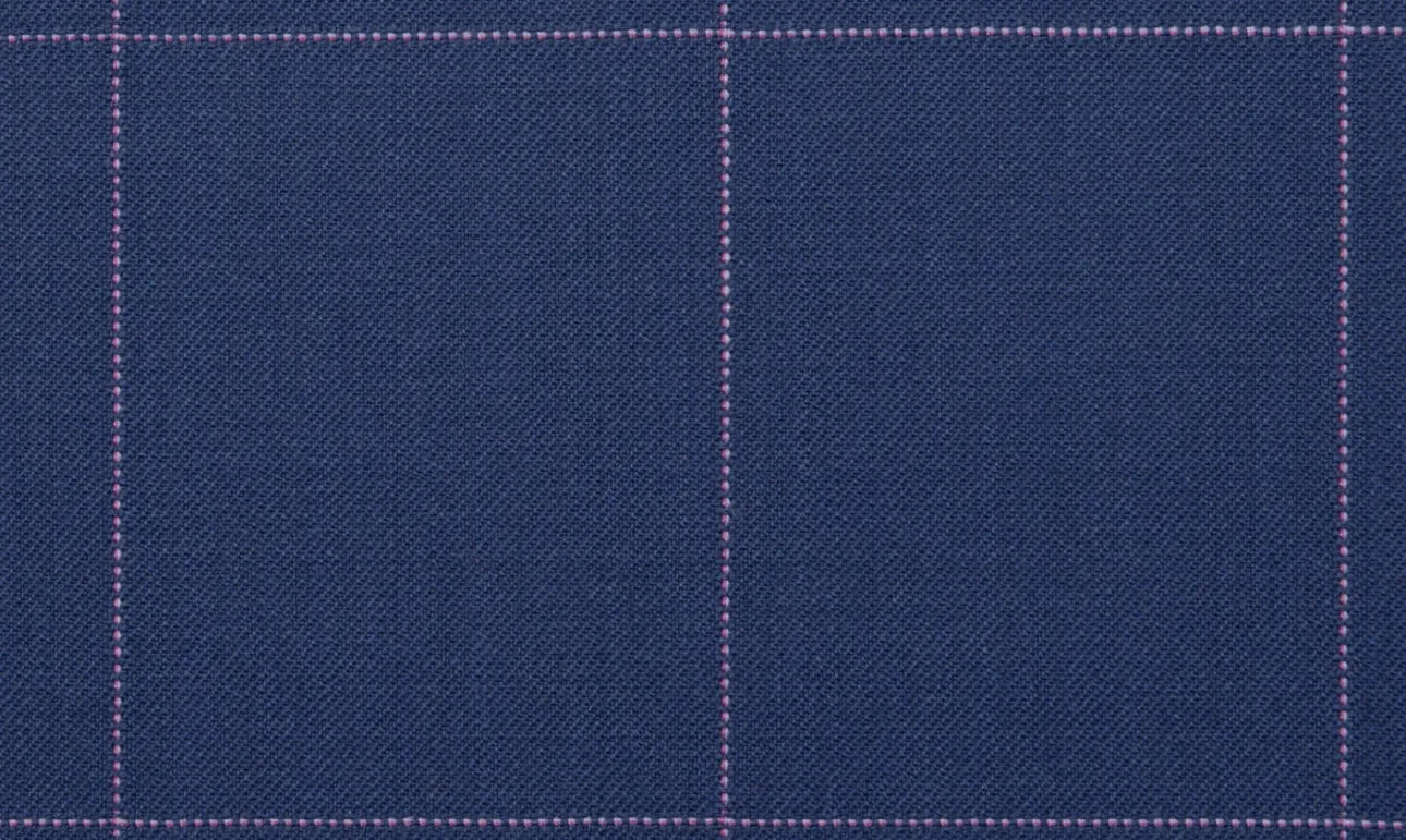 Royal Blue with Pink Windowpane Regular Suit