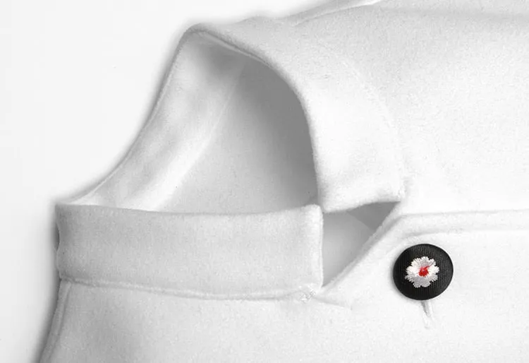 Runway Women Autumn Rabbit Hair Collar Flower Embroidery Long Sleeve Single Breasted Woolen Overcoat Outwear New