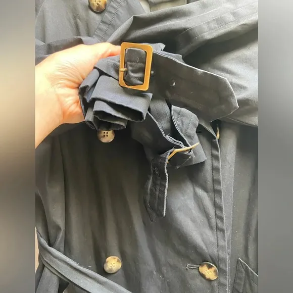 Sanyo black belted trench jacket 22” PTP (M/L)