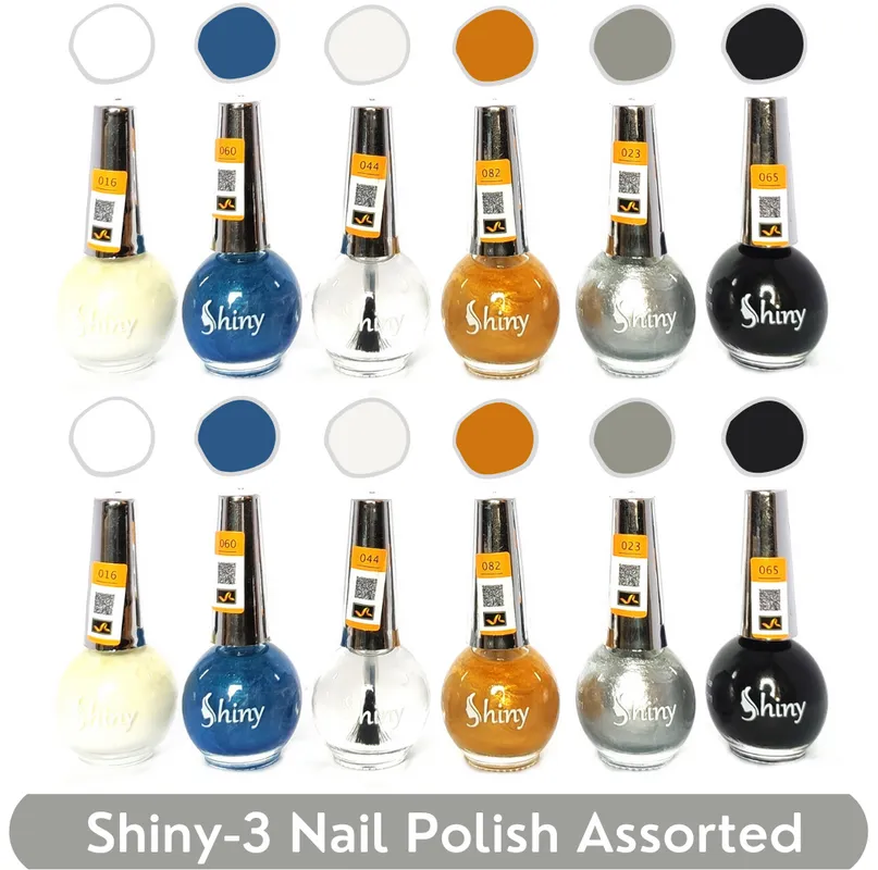 Shiny Assorted Nail Polish Shiny- 3 (Pack of 12, 8ML Each)