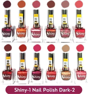 Shiny Dark- 2 Nail Polish Shiny- 1 (Pack of 12, 9.9ML Each)