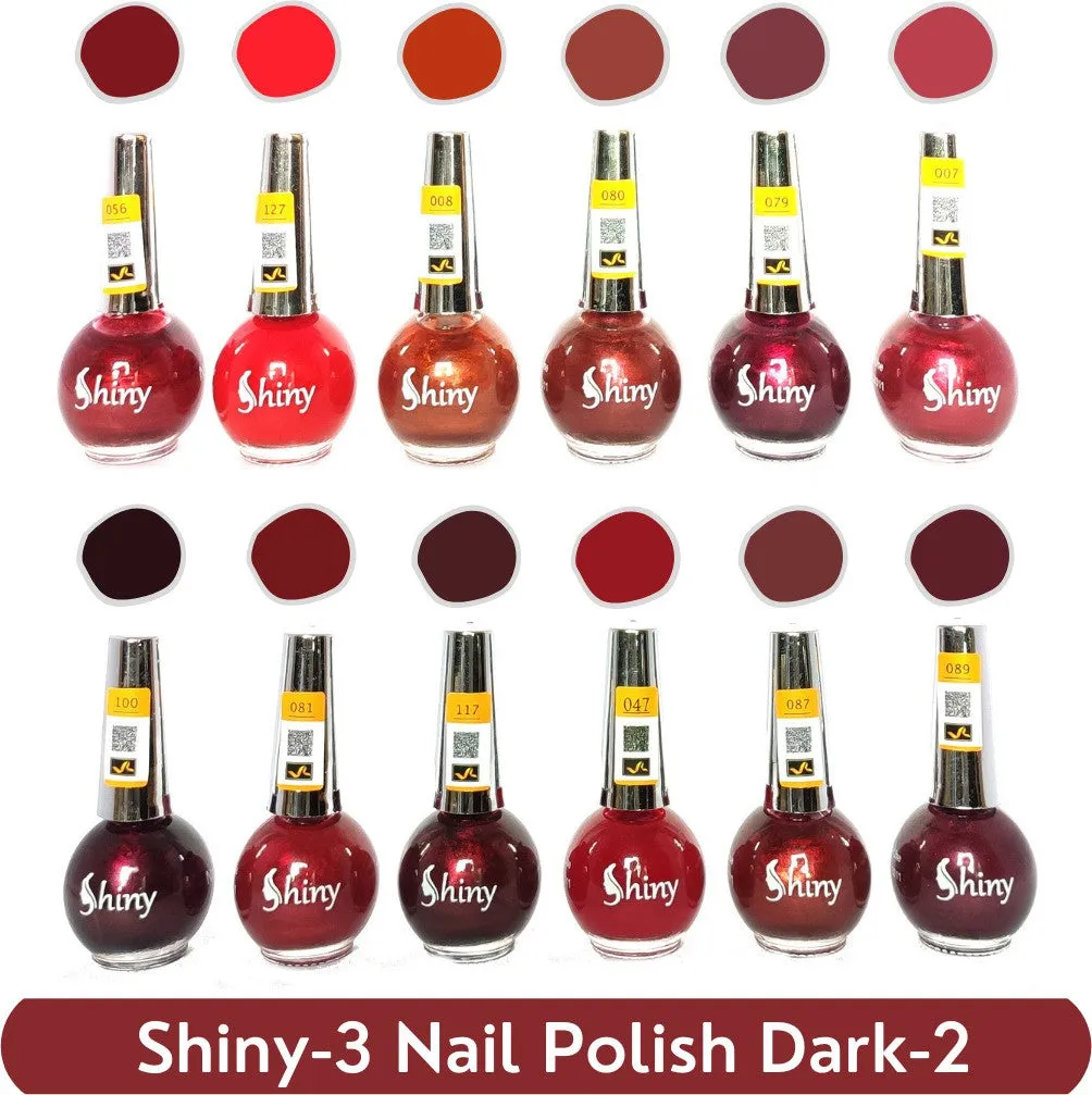 Shiny Dark- 2 Nail Polish Shiny- 3 (Pack of 12, 8ML Each)