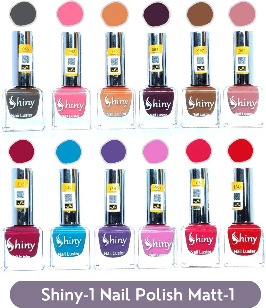 Shiny Matt- 1 Nail Polish Shiny- 1 (Pack of 12, 9.9ML Each)