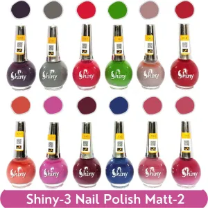 Shiny Matt- 2 Nail Polish Shiny- 3 (Pack of 12, 8ML Each)