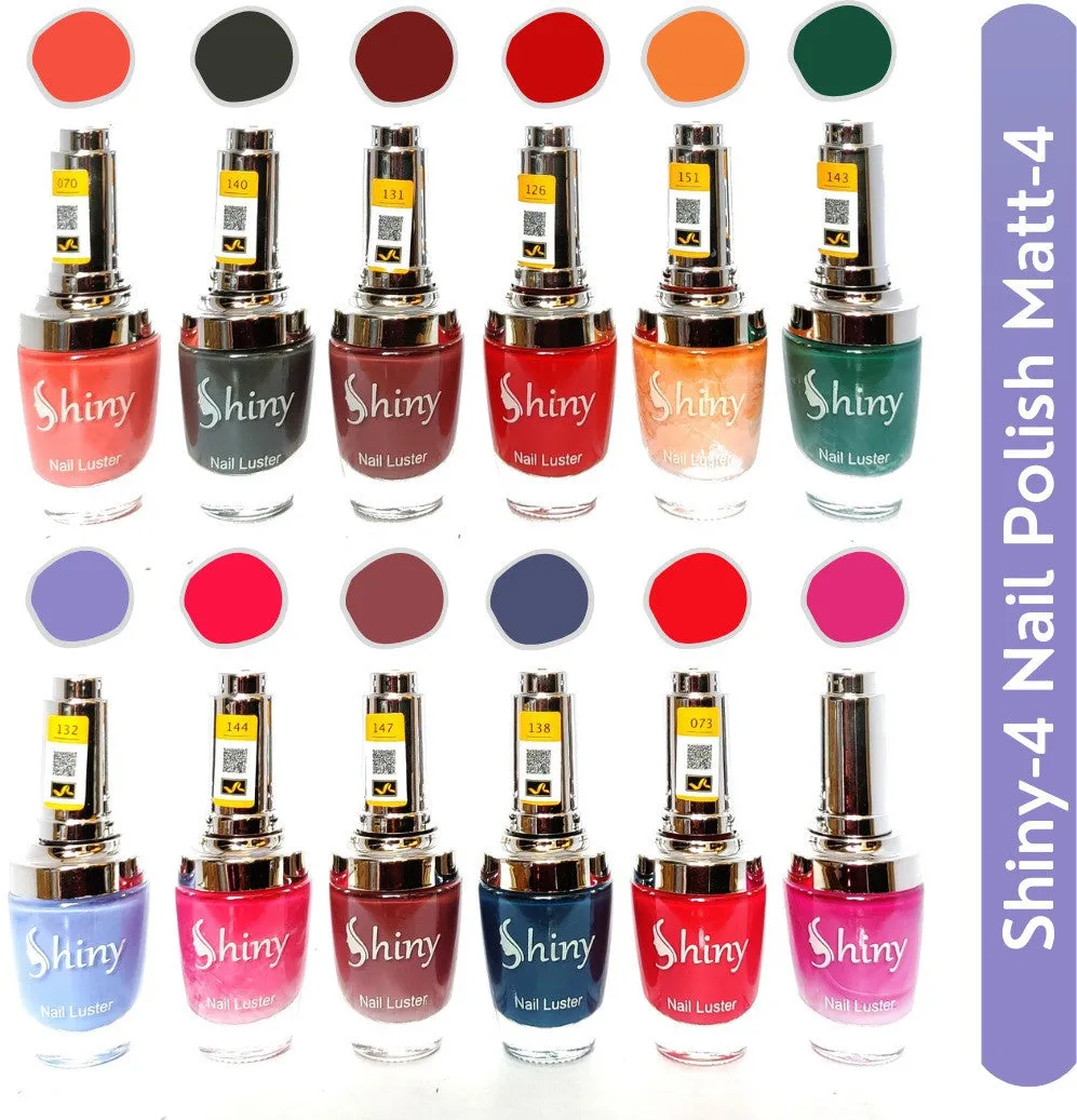 Shiny Matt- 4 Nail Polish Shiny-  4 (Pack of 12, 9.9ML Each)