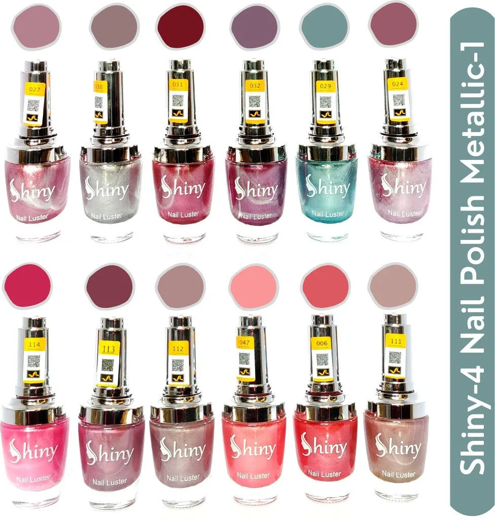 Shiny Mattalic- 1 Nail Polish Shiny-  4 (Pack of 12, 9.9ML Each)
