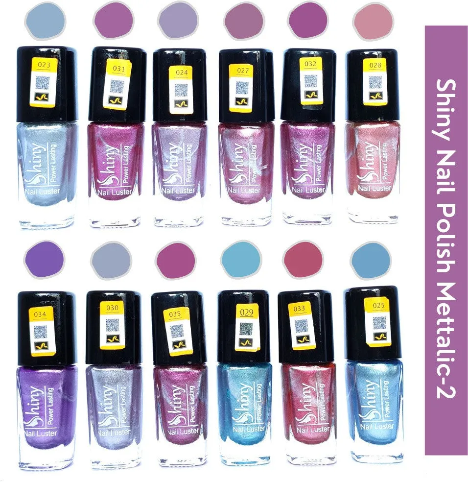 Shiny Mattalic- 2 Nail Polish Shiny- 2 (Pack of 12, 9.9ML Each)