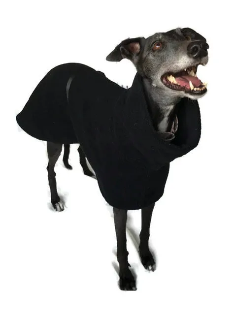 Simply Black Greyhound Deluxe coat rug thick polar fleece washable extra wide neck hoodie