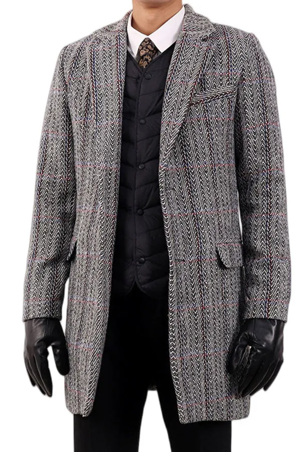 Single printed woolen thickened lapel coat