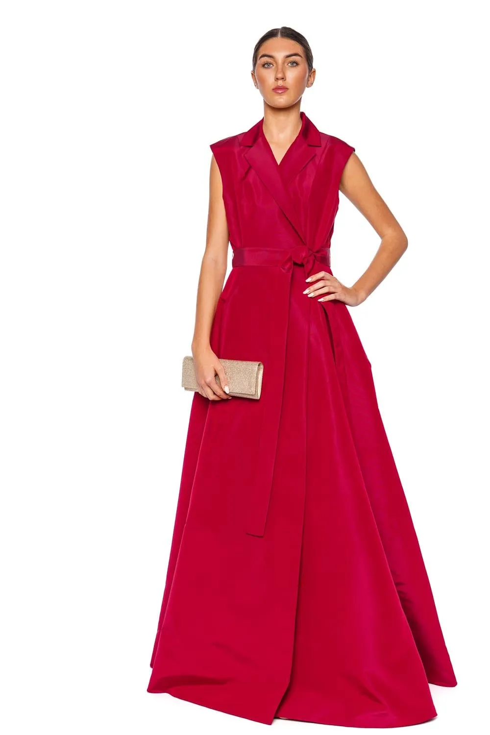 Sleeveless Belted Trench Gown