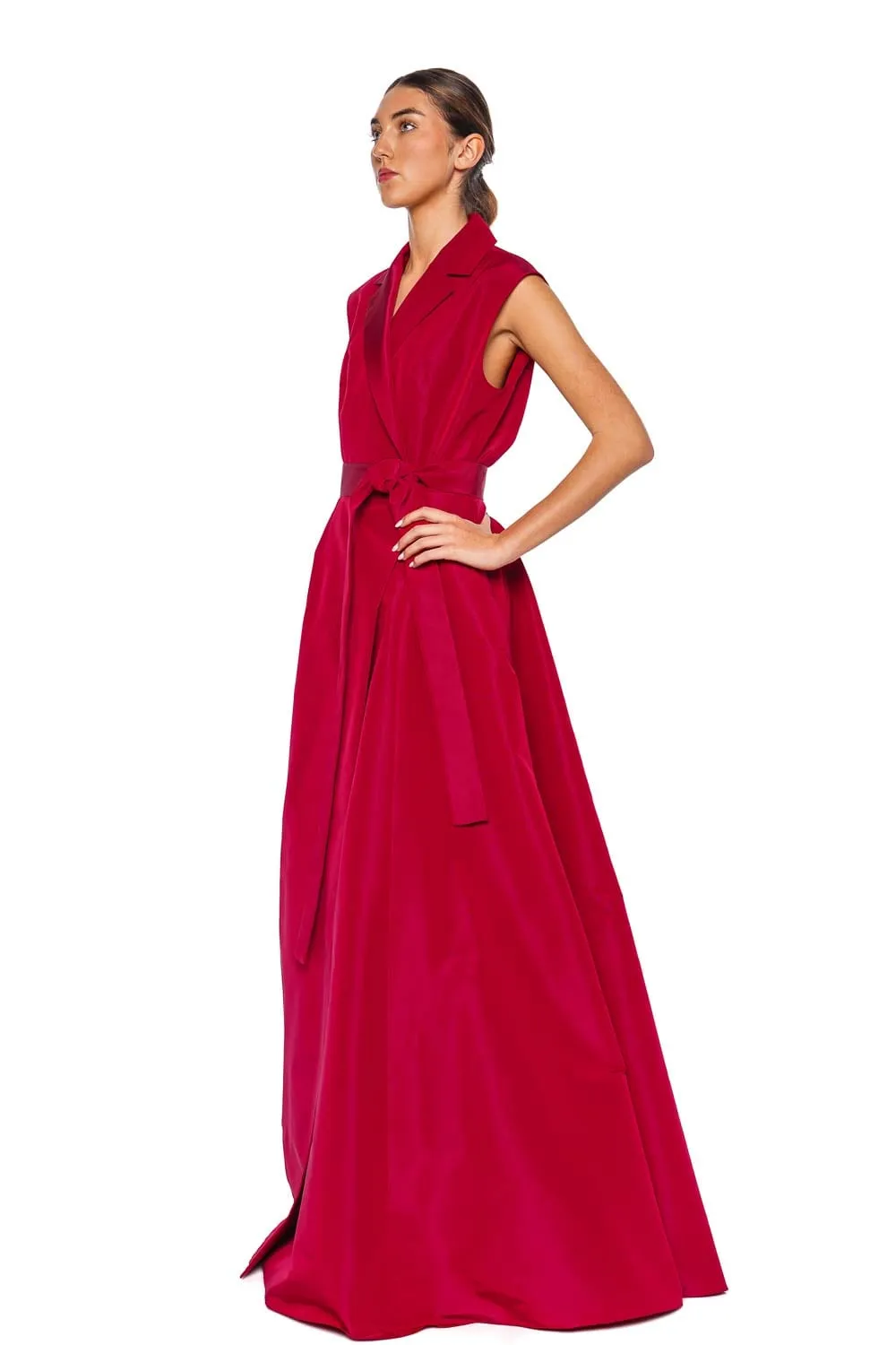 Sleeveless Belted Trench Gown