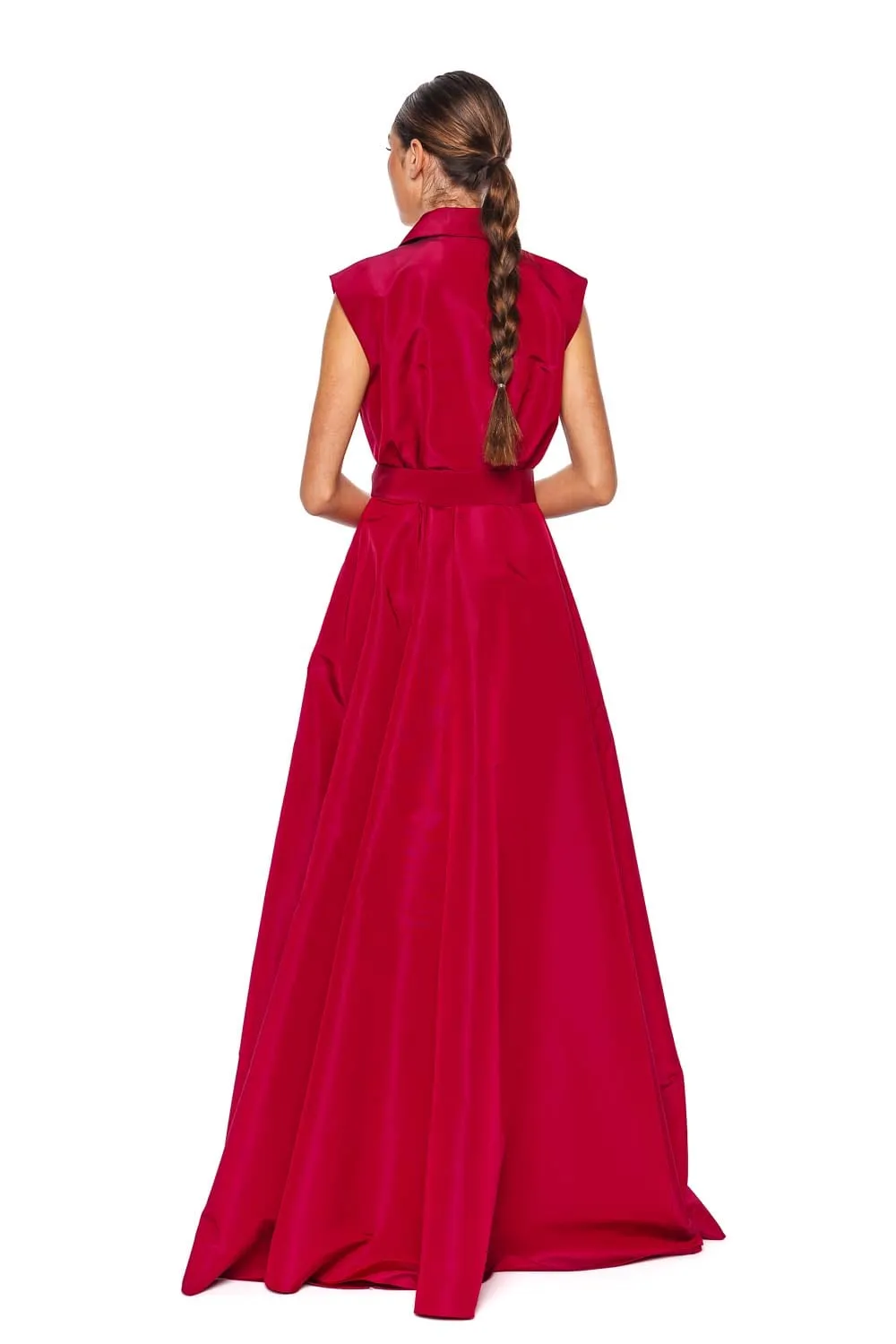 Sleeveless Belted Trench Gown