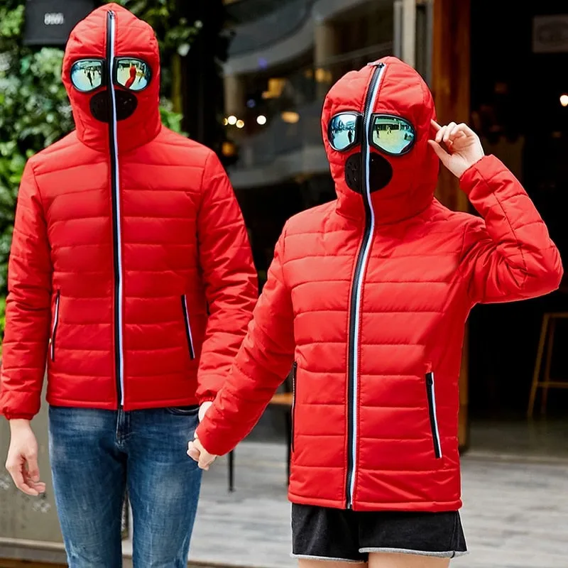 Space Suit Alien Suit Hooded Winter Jacket  with Glasses