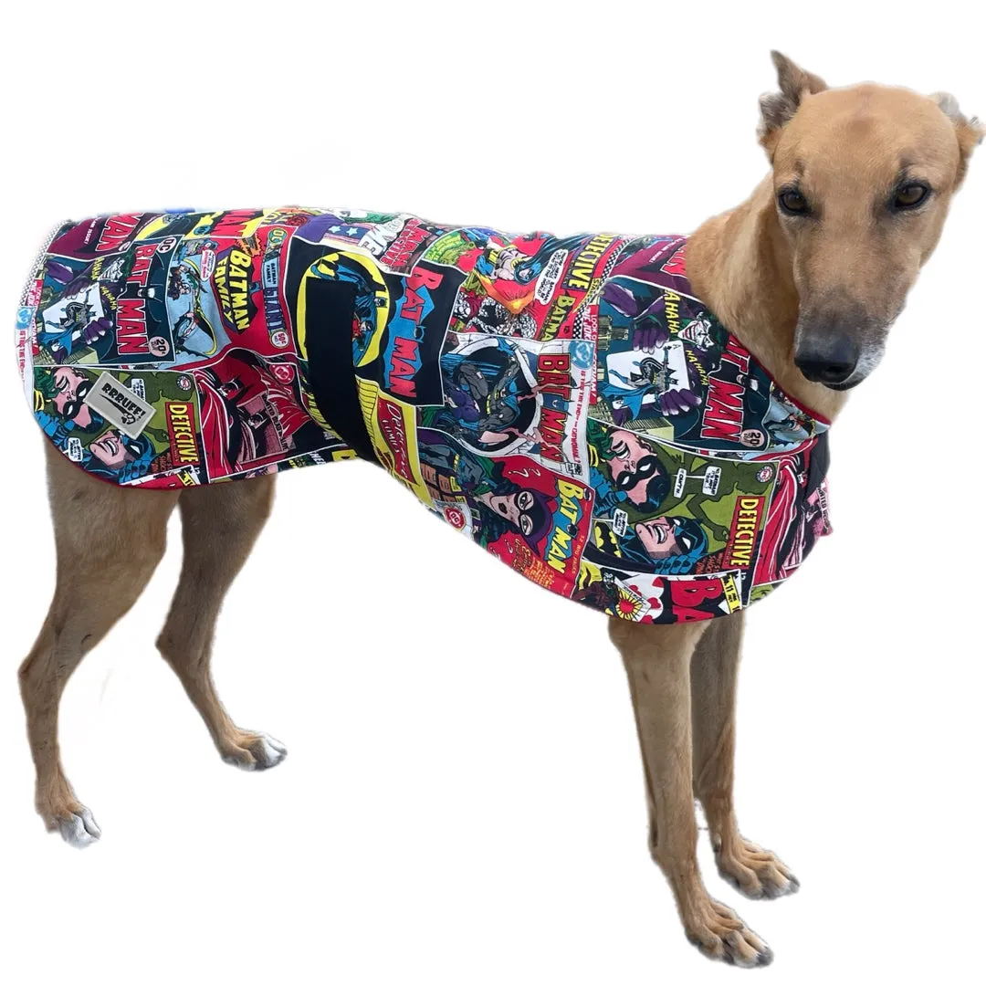 Spring classic style Greyhound coat Batman design in a sturdy cotton & lush fleece washable