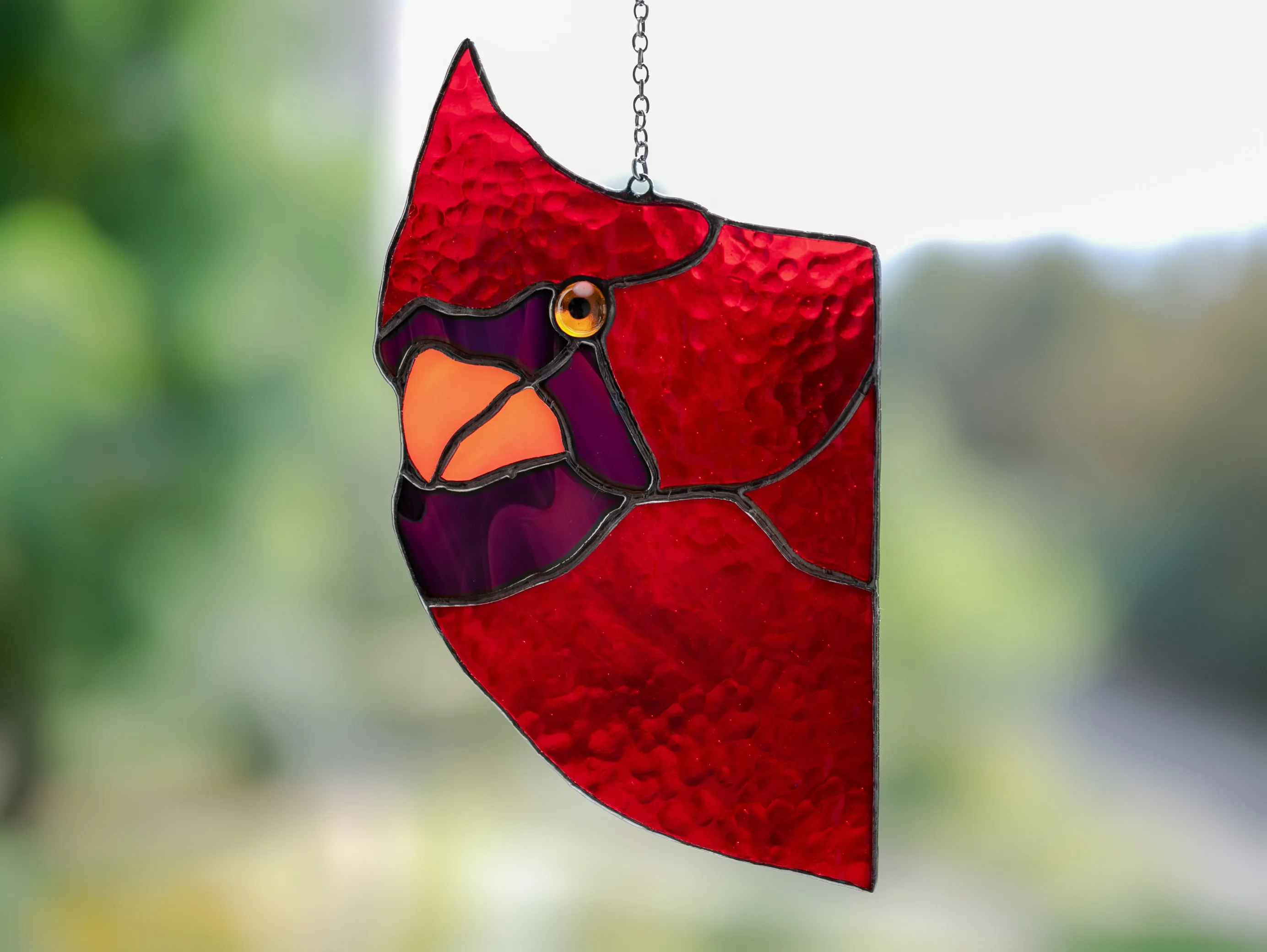 Stained glass Northern Red Cardinal Suncatcher