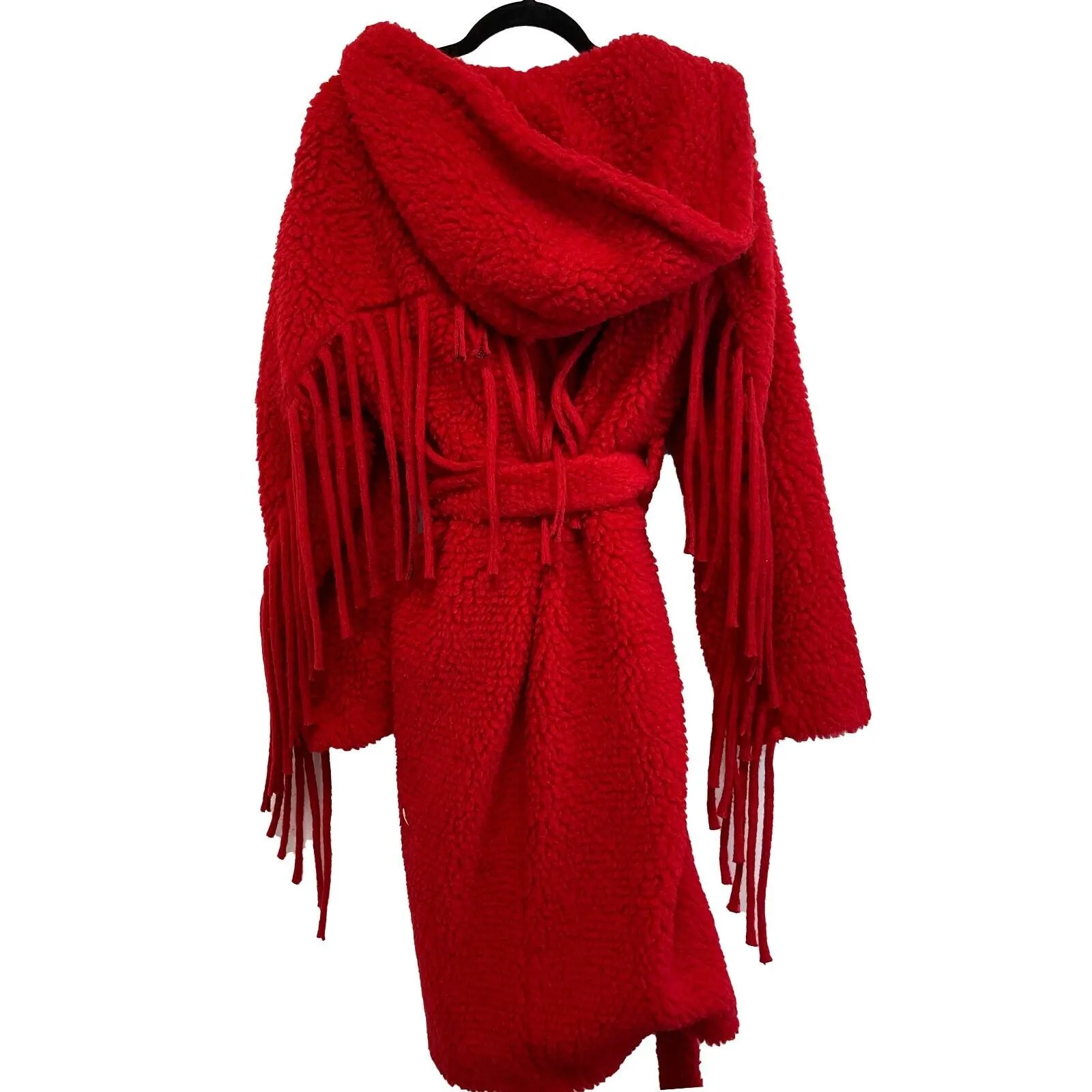 Stella McCartney New with Tags 2022/23 FW Runway Teddy Red Fringe Coat 34 US 0