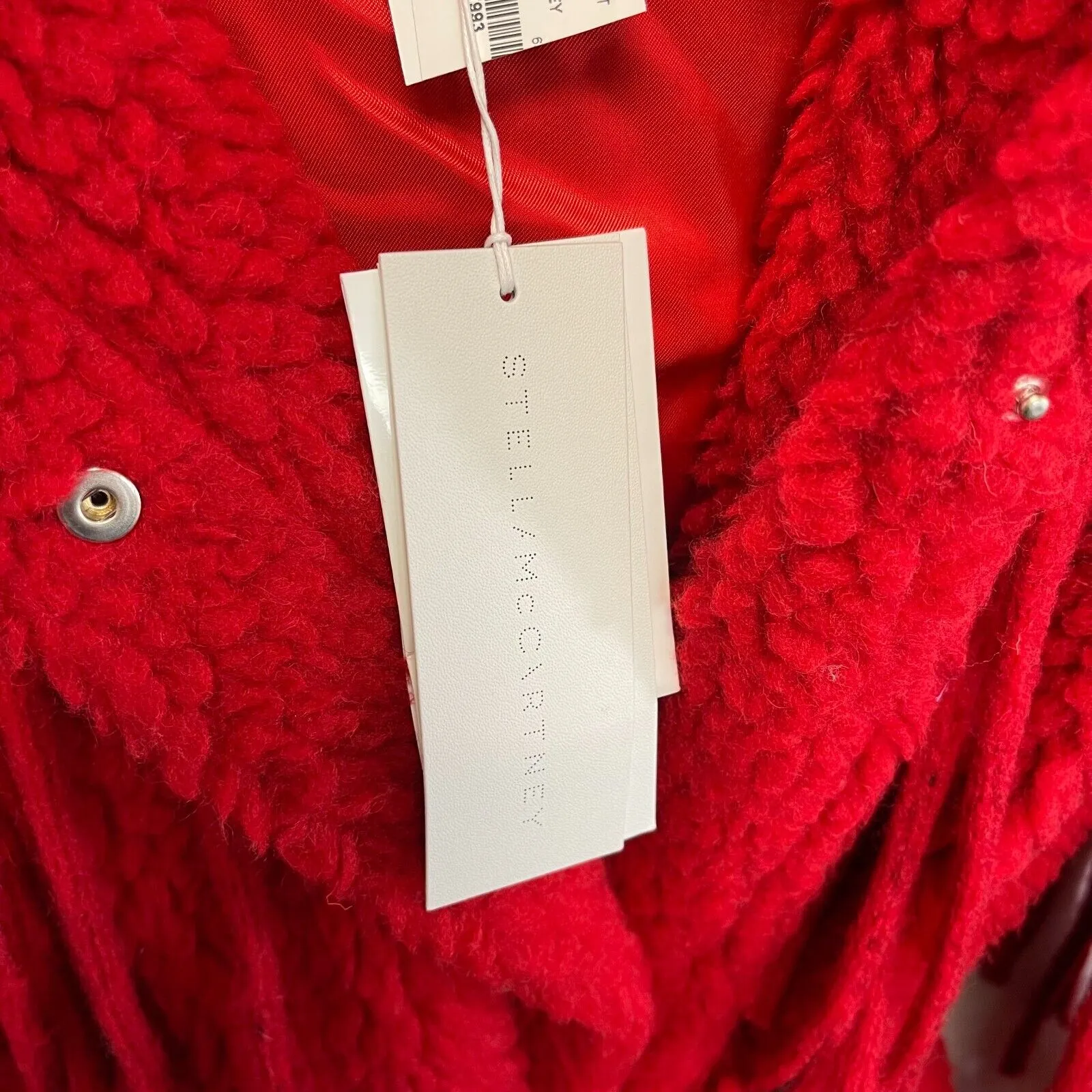Stella McCartney New with Tags 2022/23 FW Runway Teddy Red Fringe Coat 34 US 0