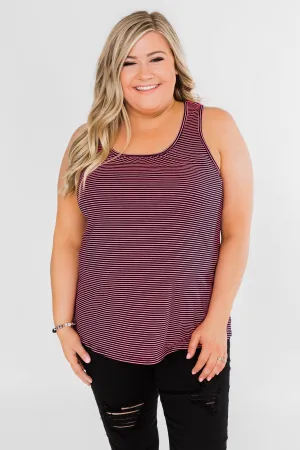 Striped Lace Racerback Tank Top- Neon Pink & Black