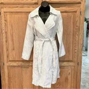 Striped White and Black Trench Coat