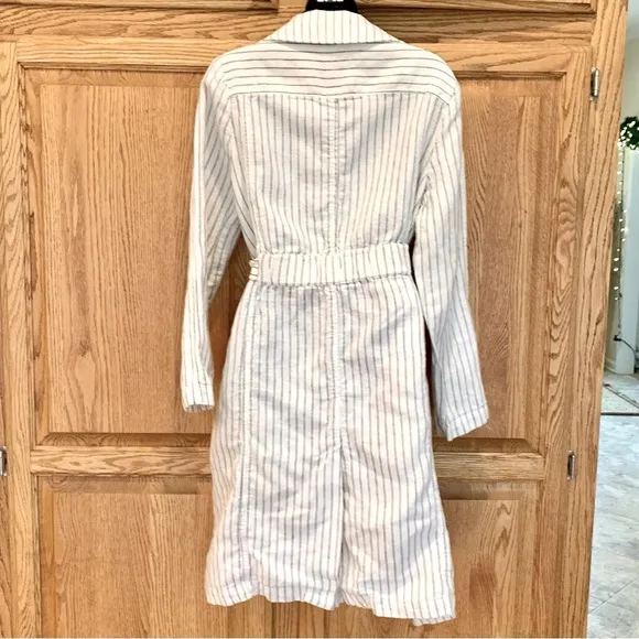 Striped White and Black Trench Coat