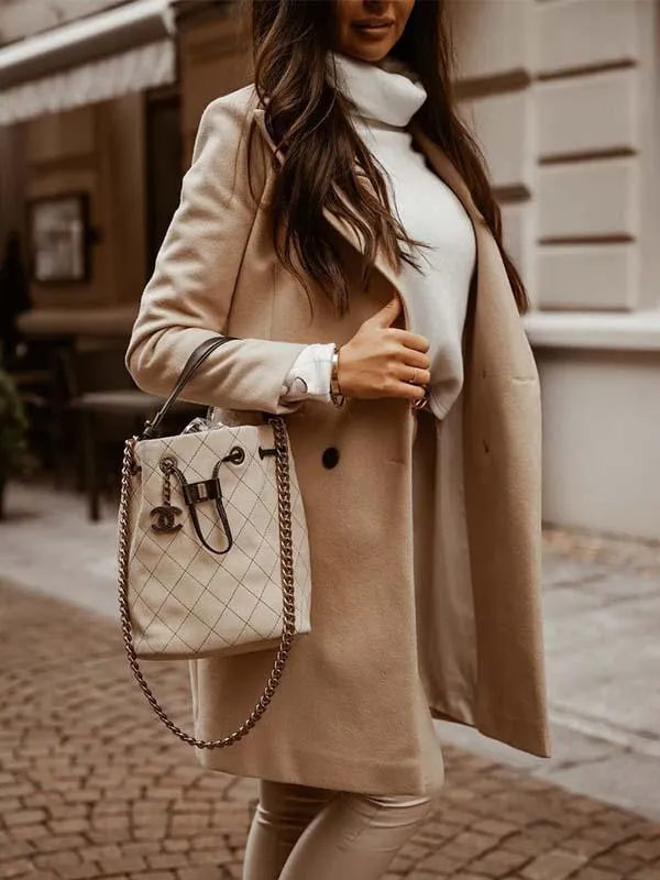 Stunncal Breasted Lapel Collar Coat