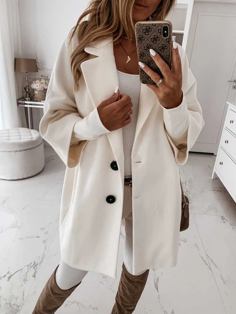 Stunncal Tweed Coat With Seven-quarter Sleeves