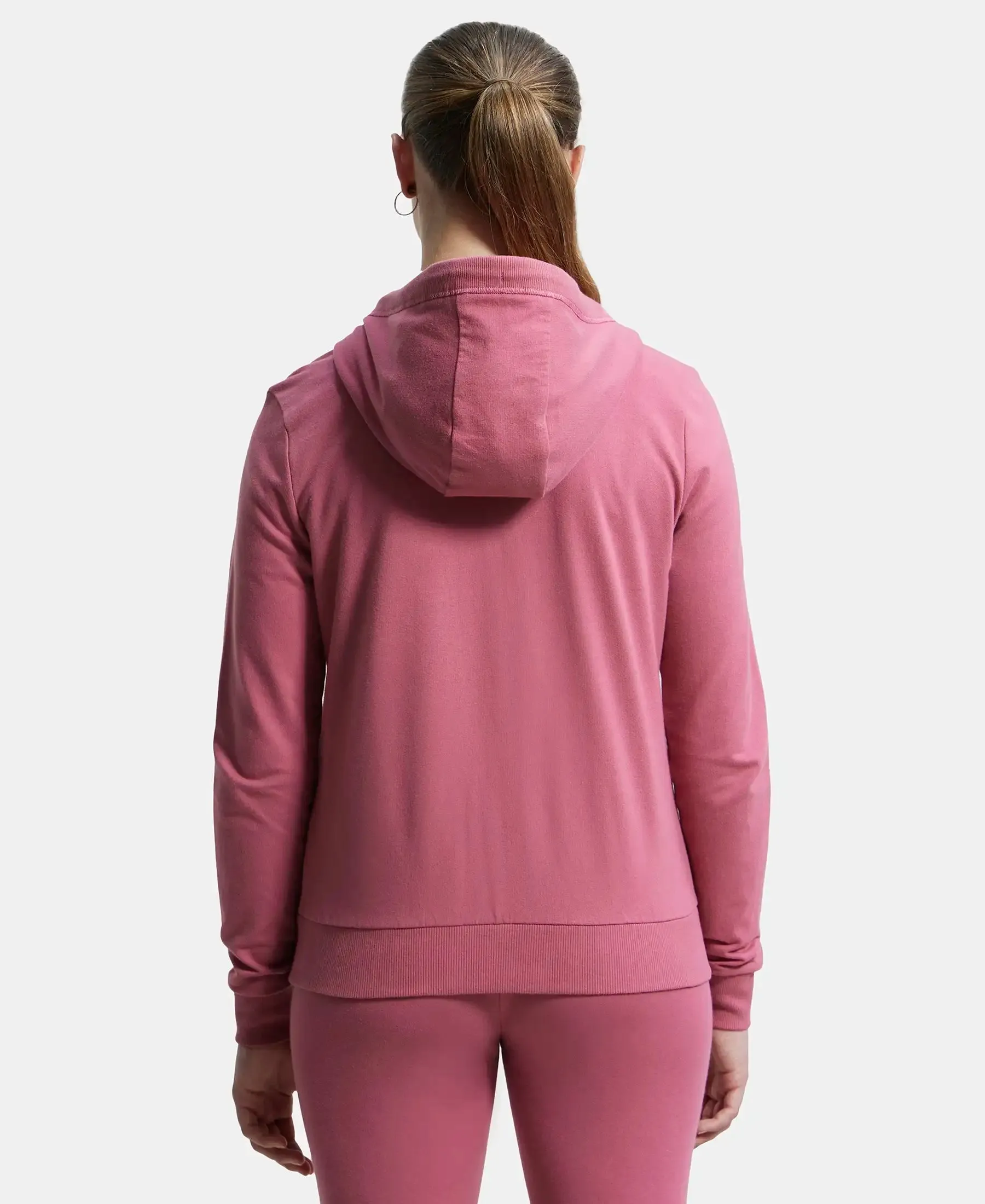 Super Combed Cotton French Terry Fabric Hoodie Jacket with Side Pockets - Rose Wine