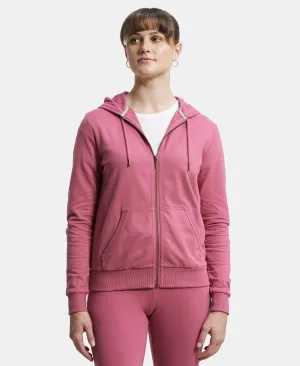 Super Combed Cotton French Terry Fabric Hoodie Jacket with Side Pockets - Rose Wine