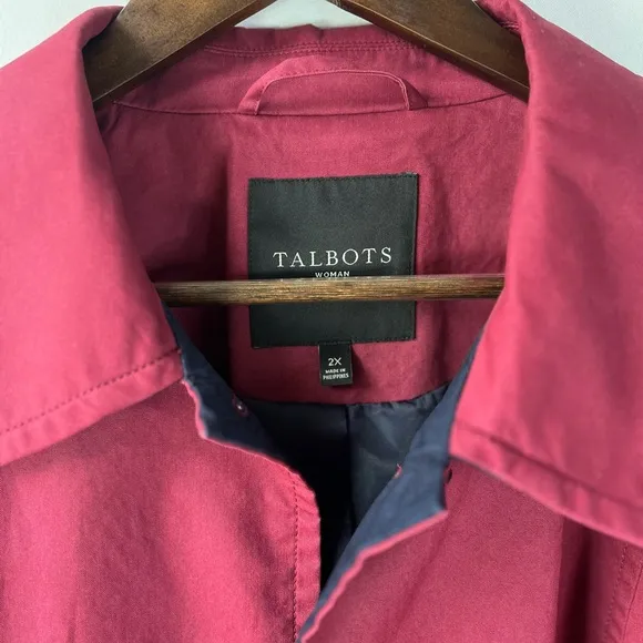 Talbots Red Trench Coat Classic Style