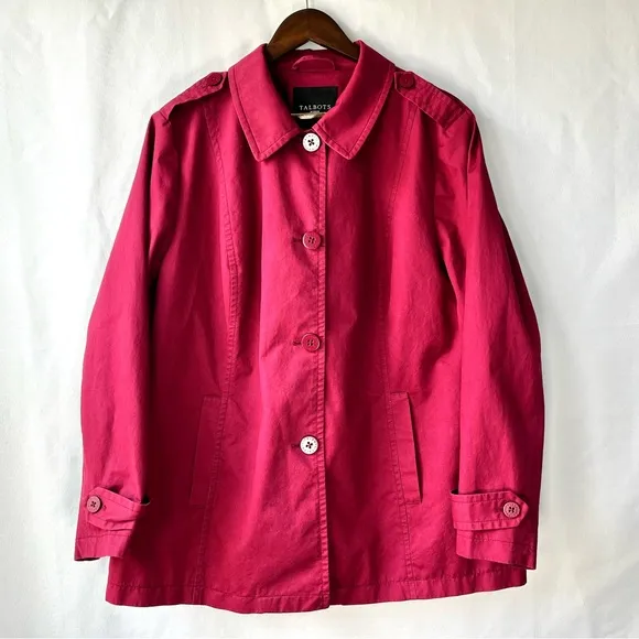 Talbots Red Trench Coat Classic Style