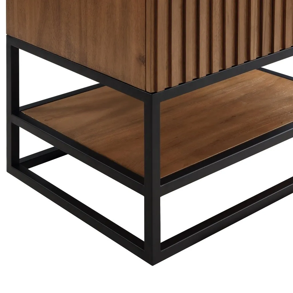 Terra 2 Drawers Bathroom Vanity with Carrara Marble Sink - Floor Mount - 24" Wood/Walnut/Matt Black