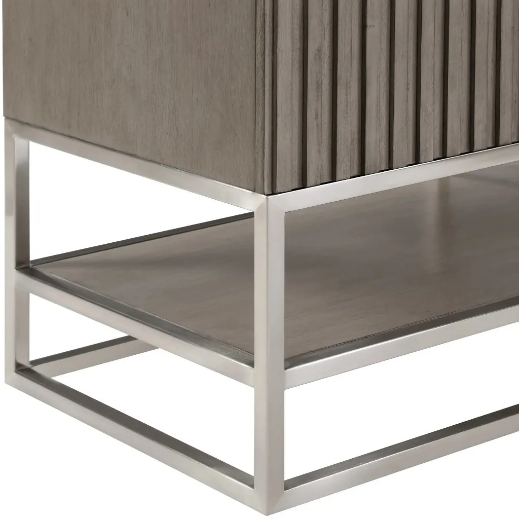 Terra 2 Drawers Bathroom Vanity with Carrara Marble Sink - Floor Mount - 36" Wood/Greywash/Brushed Nickel