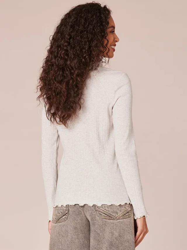 The Kai Mock Neck Lettuce Edge Long Sleeve Top
