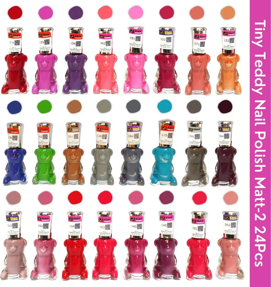 Tiny Teddy Matt- 2 Nail Polish (Pack of 24, 6ML Each)