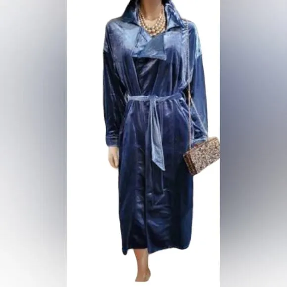 Toby Heart Ginger Velvet Love Indie Trench Coat Sz S Blue Bohemian  BRAND NEW