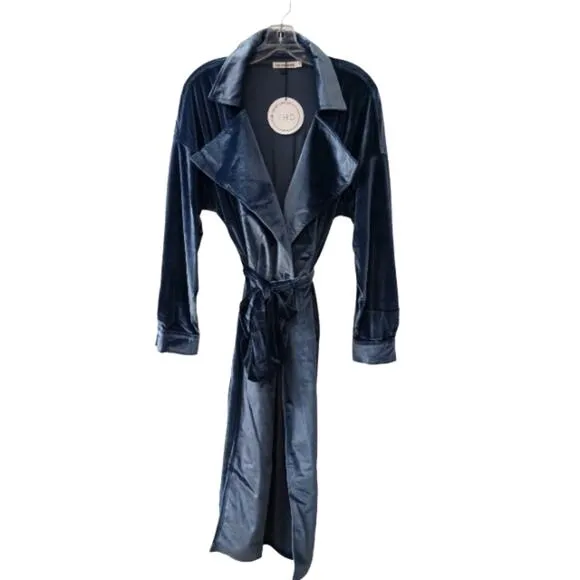 Toby Heart Ginger Velvet Love Indie Trench Coat Sz S Blue Bohemian  BRAND NEW